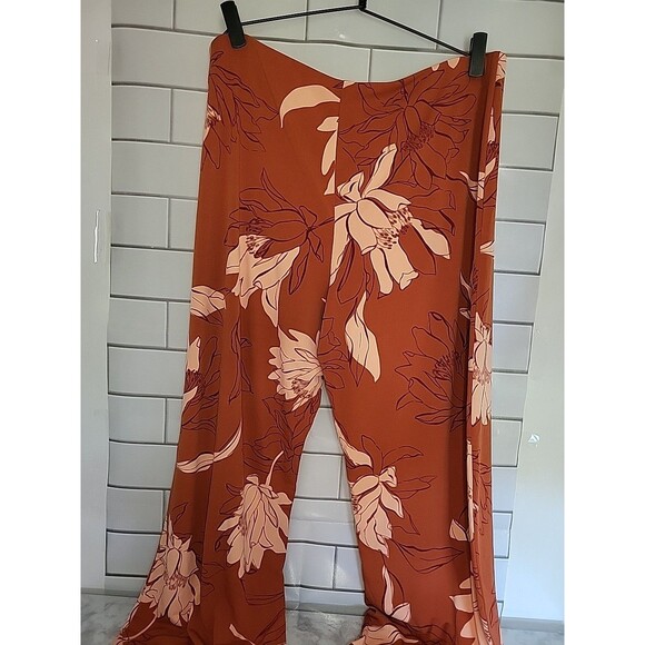 ALFANI Women's Sz XXL Floral Printed Pull- on Wide-leg Elastic Pants Fall Boho - Picture 2 of 6